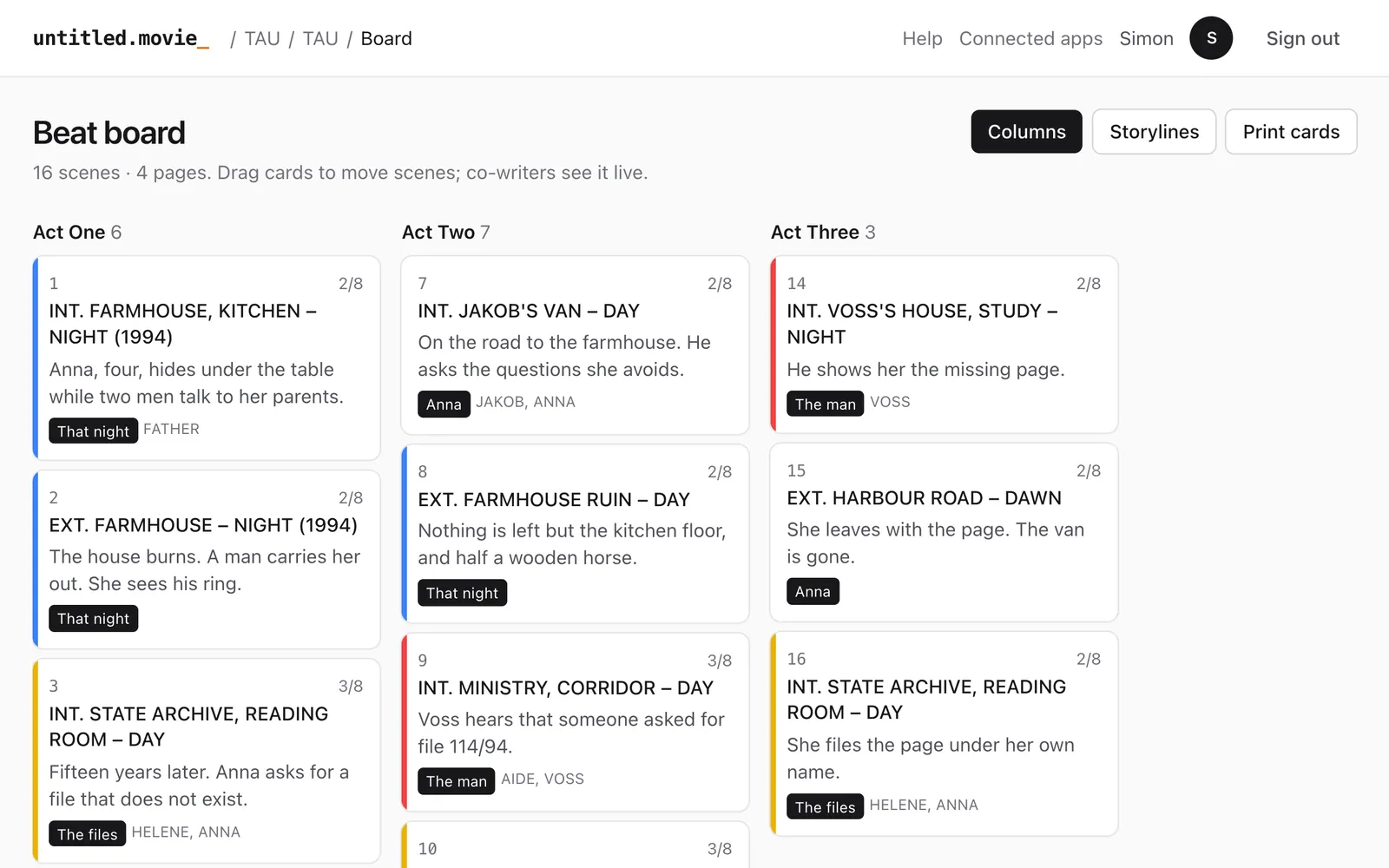 Screenshot: Beat board