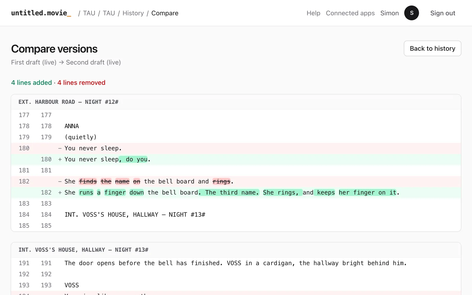 Screenshot: Drafts you can always go back to